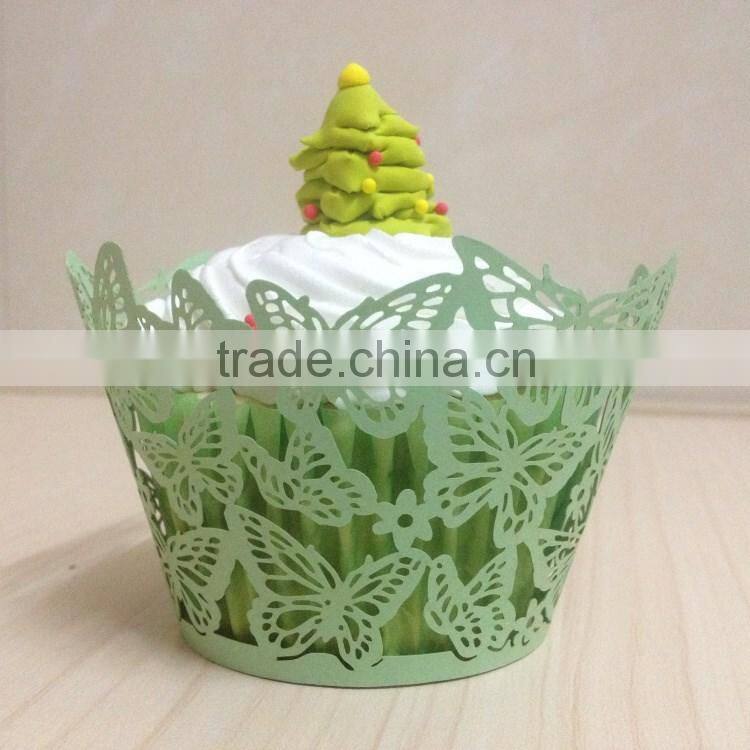 2016 High Quality Cheap Laser Cut Butterfly Wedding Cupcake Wrapper