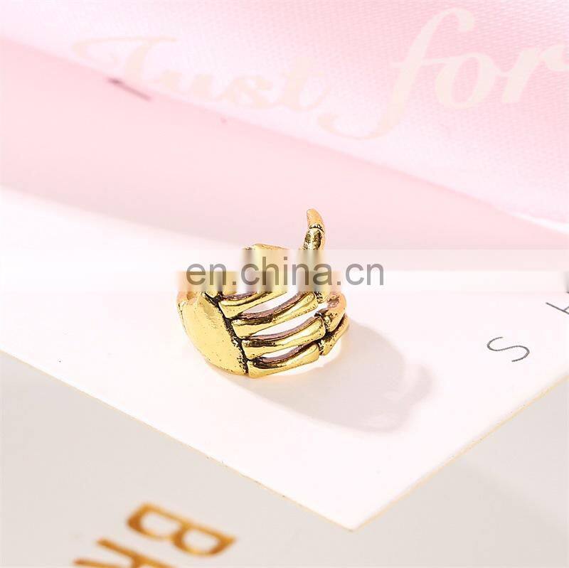 Vintage Antique Ear Cuff Punk Small hand Bone Hollow Charm Clip Earrings