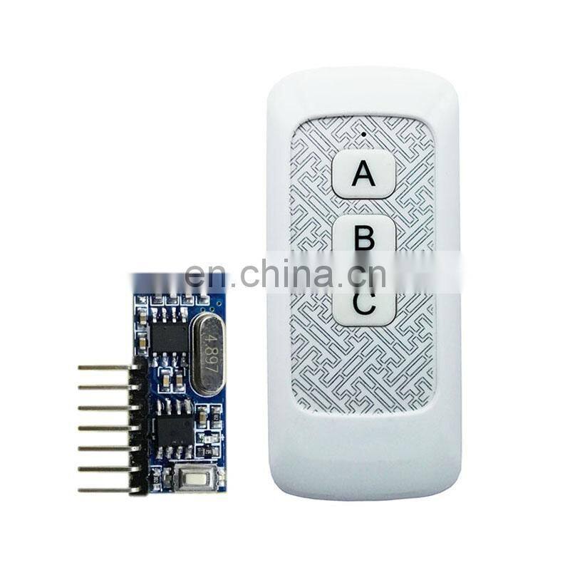 433MHZ learning code 4 key remote control + RF receiving module decode output high level signal
