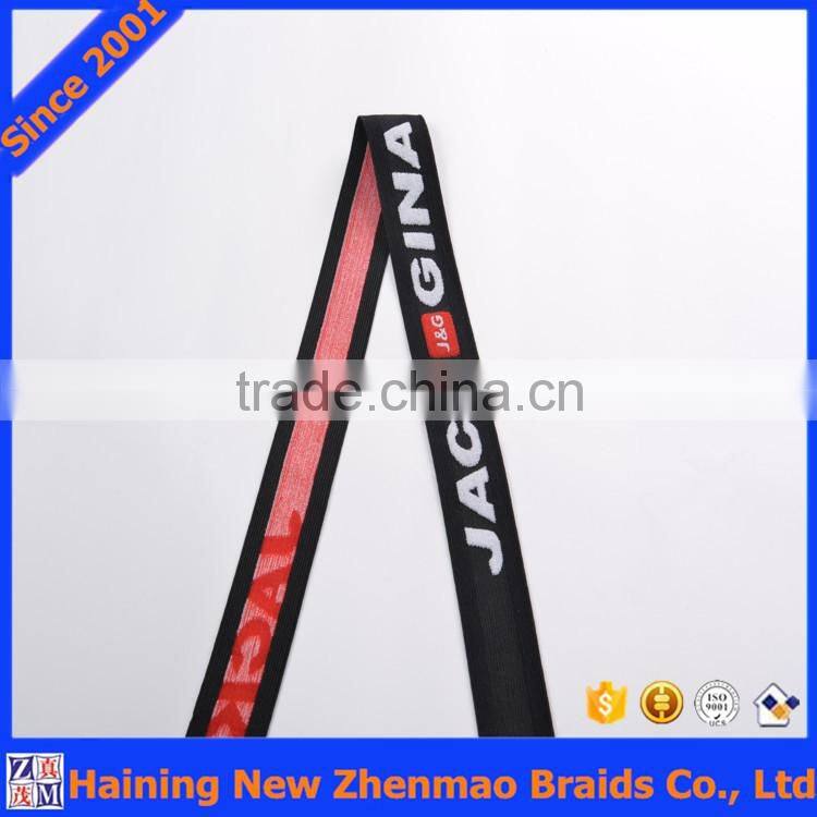 Wholesale name brand logo design jacquard color elastic strap