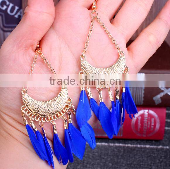 Handmade feather indian earring jewellery, beautiful earring designs for women