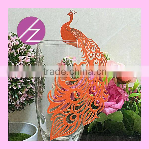 wedding party event table decoration peacock name place card JK66