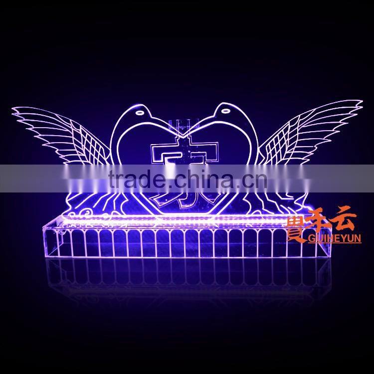 2016 new acrylic ice sculpture with LED lights, LED edge sign