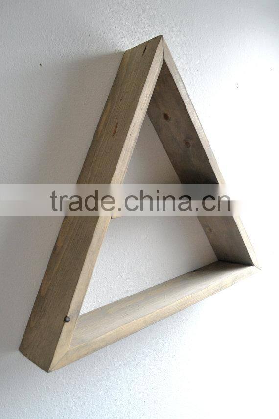 triangle wooden wall diy storage shelf