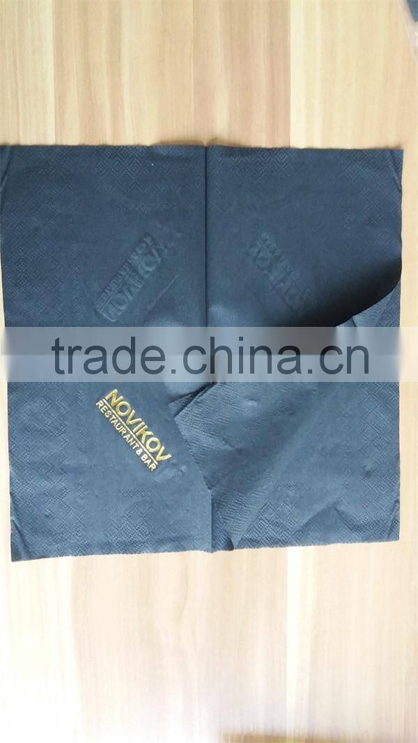 Disposable printed dyeing paper napkins/black printed napkin with customized logo