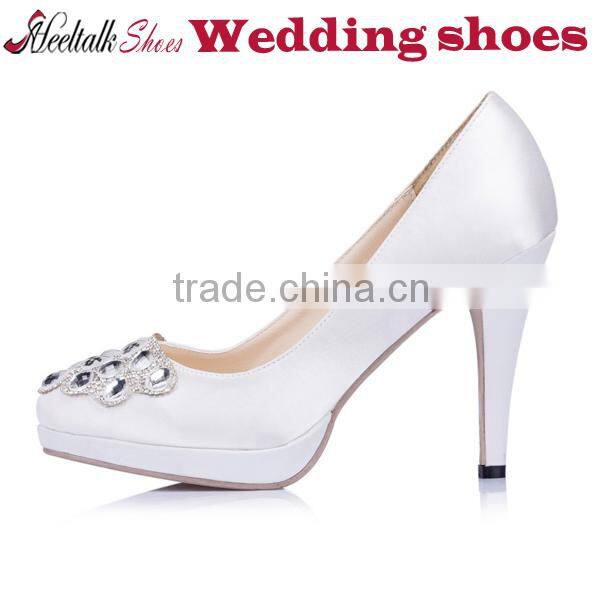 Wholesale white wedding shoes middle heel ladies shoes low shoe factory china