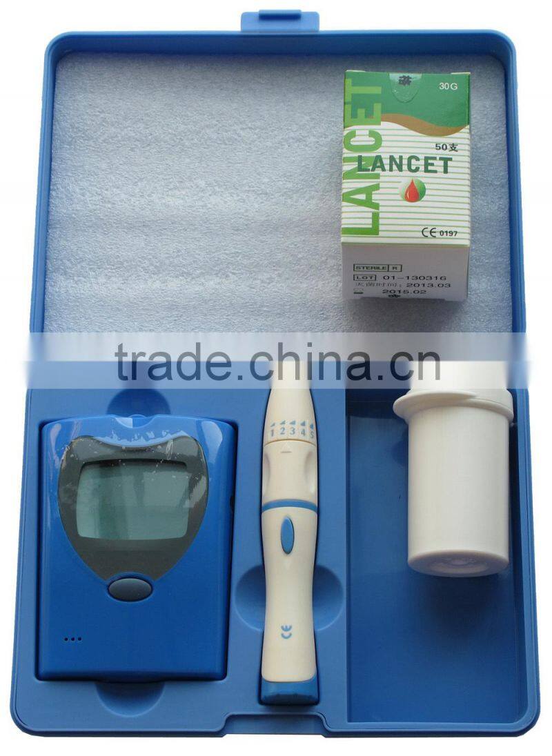 2015 new design High Quality Big Screen Glucose Meter With PC-link USB Cable/ Precise silver strips/ No pain function lancet pen