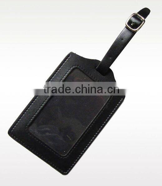 Clear leather travel luggage id tags with ID info