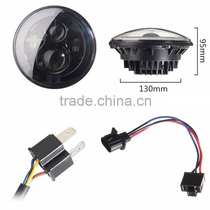 H4 40W 7Inch Round LED Headlight Hi-Lo Beam FIt 2007-2015 For J-eep For Wrangler JK TJ LJ Pure White DC12V-30V Waterproof