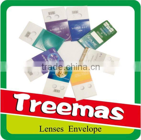 Lenticular aspherical padded optical lens premium envelope package for lens with holes for sticker