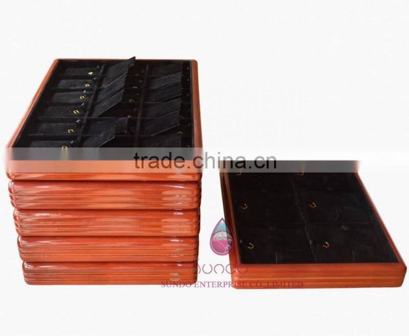 High-end glossy stackable wooden jewelry display tray