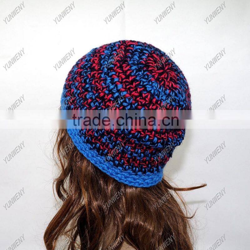 crochet hat for adult,whosale winter women knitted ball crochet hat for adult