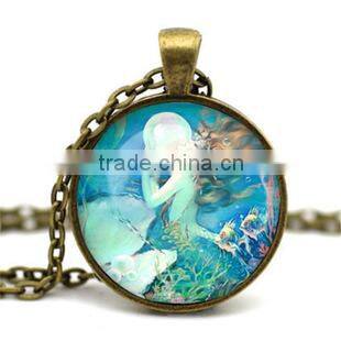 Popular flower and butterfly glass dome jewelry photo glass jewelry handmade jewelry Comic DIY Jewelry