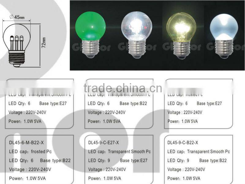 G45 decor bulb/colorful led bulb