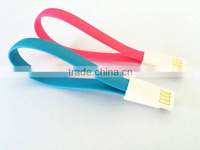Colorful V8 Connection Flat Micro USB Cable, jelly flat micro usb charging cable for mobilephone