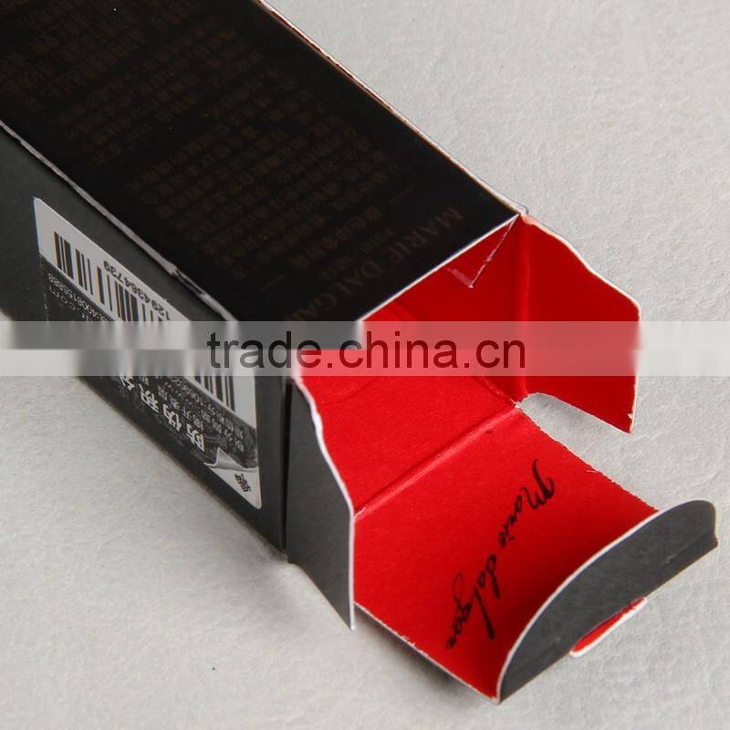 Art paper printed red inside with glossy lamination package box for the true color image lipstick
