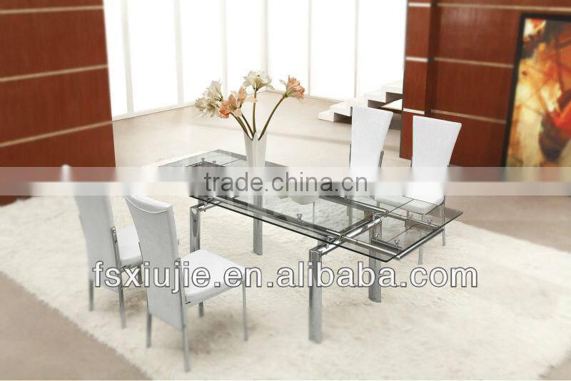L853 Modern Tempered Glass Top Metal simple Dining Table