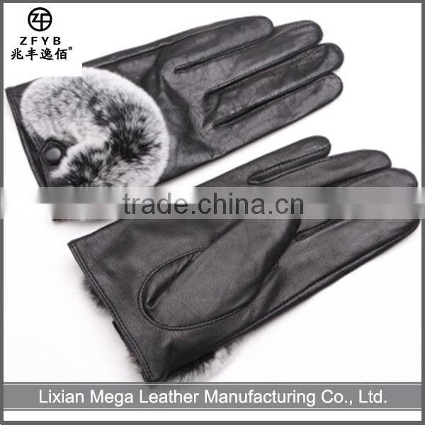 2016 new style Woman Hand Sewing Gloves Fur Leather Gloves
