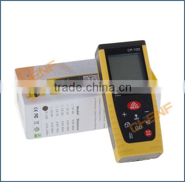 Newest Design Portable Digital LCD Yellow / Blue 100m Laser Distance Meter Rangefinder Range finder Tape measure