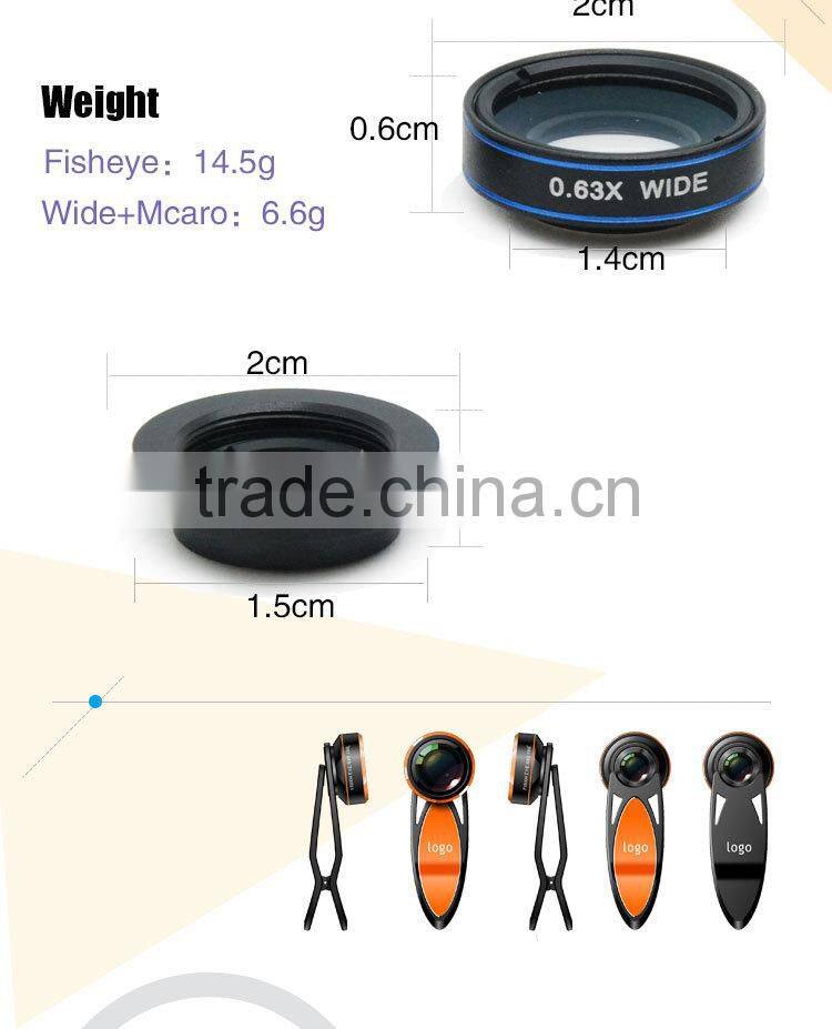 blade clip 198 degree fisheye lens 0.63x wide-angle 15x macro shot camera lens for iPhone 6s 5s 6 plus samsung s6 huawei p8 htc
