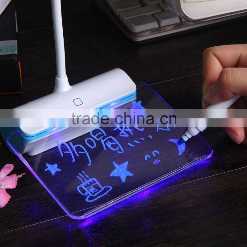 Rechargeable 360 degree twist hose desk lamp with luminous message boards