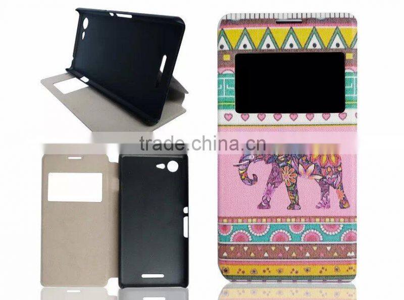 Painting flip leather case for Sony Xperia E3