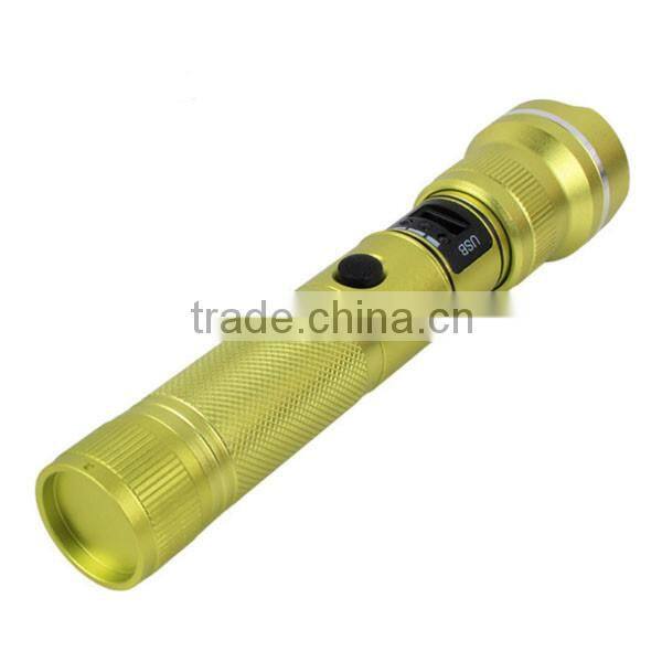 Portable XM-L T6 USB power bank rechargeable led flashlight