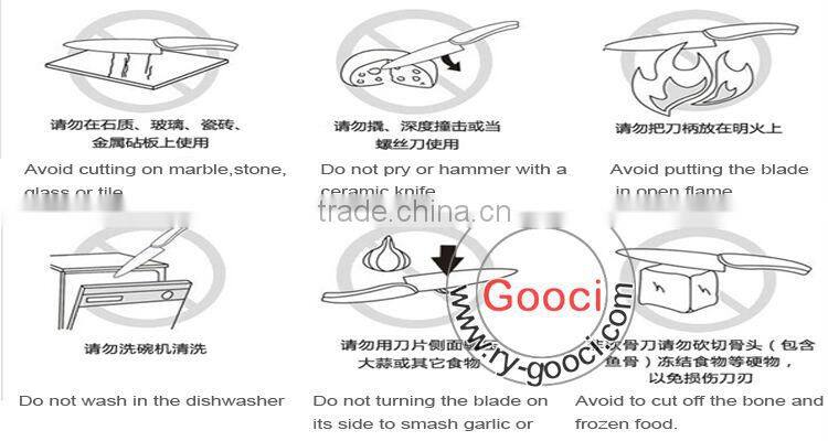 GOOCI Ceramic Knife Set Super Sharp Chef Fruit Ceramic knife Set Size 3"+4"+5"+6" + Peeler + holder BLACK BLADE