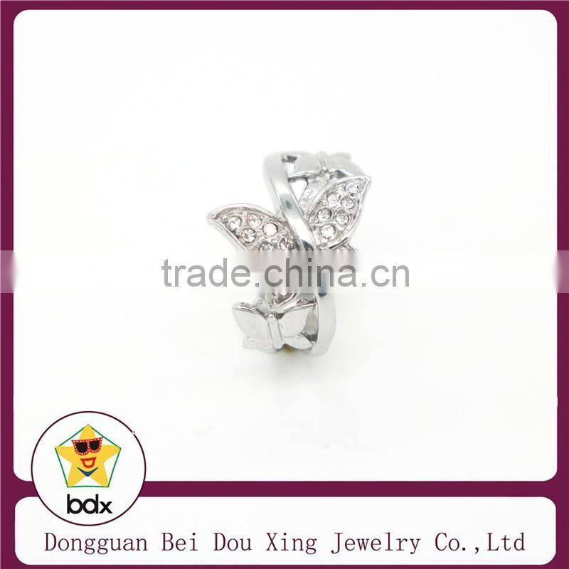 2015 shiny and sparkling heart sharp rhinestone stainless steel rings