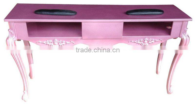 Beauty pink manicure table nail salon furniture, nail manicure table