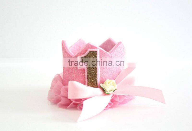 Gold Glitter MINI Birthday Cake Smash Princess Party Crown