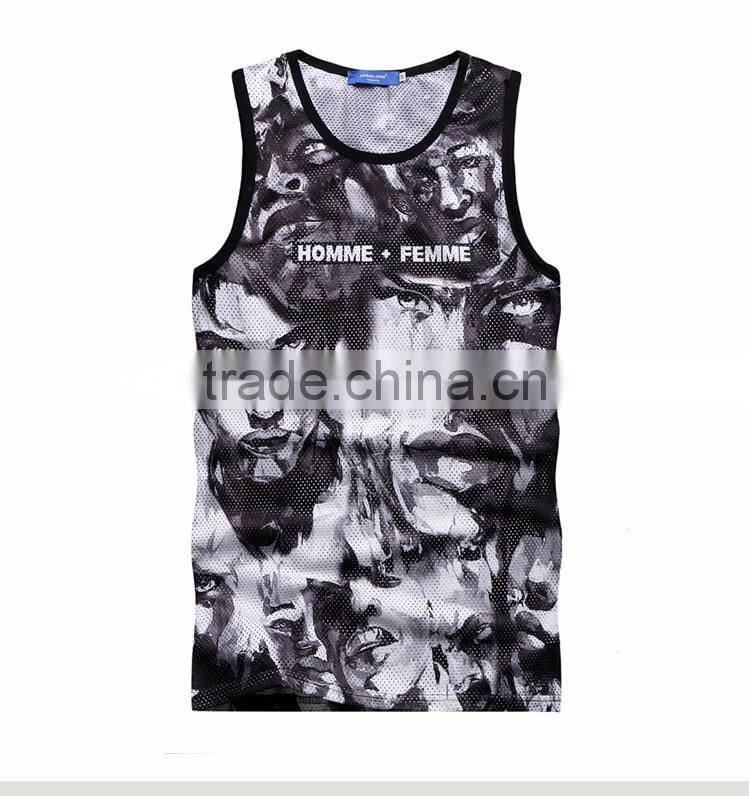 Yingzhong garment 2016 New summer full over sublimation printed vest