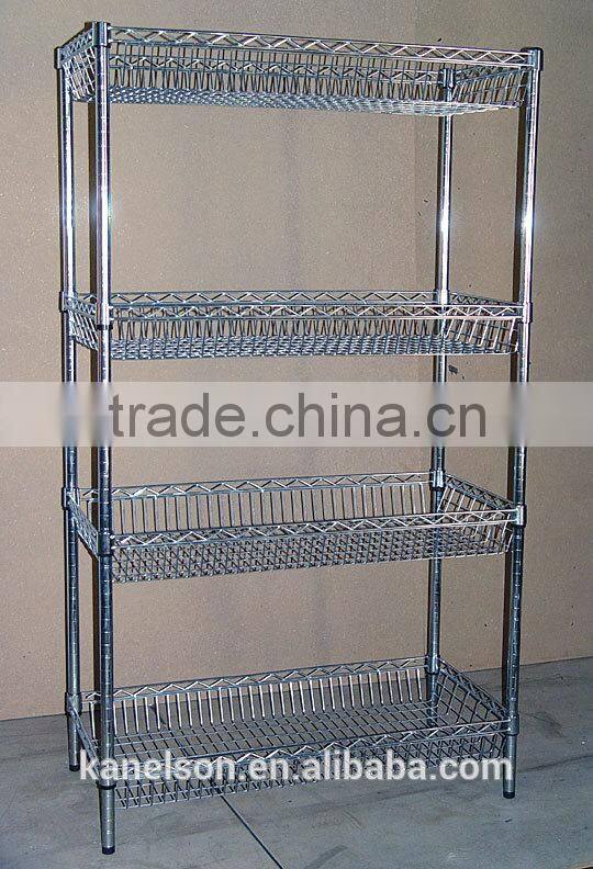 4 tier wire shelf chromed metal wire shelf