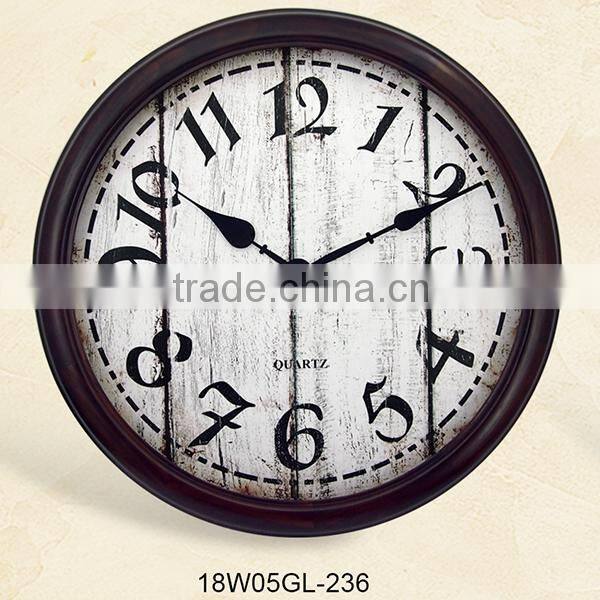 2016 Antique wooden vintage shabby design wall clock (18W05GL-235)