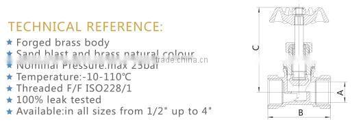 ART.4014 CW617N forged body brass natural color bronze water industrial Gate Valve 2 inch with red wheel handle, stem gate valve