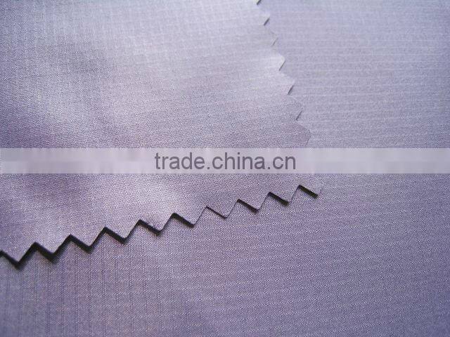 380T 0.15 100%Polyester double yarn Ribstop Pongee Fabric