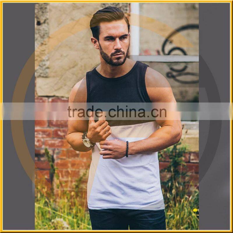 OEM 2016 latest black letter cotton men muscle gym singlets