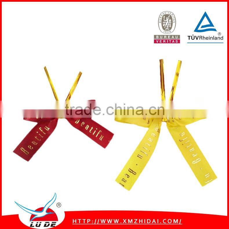 2015 Wholesale satin pre-tied ribbon bows for gift packing