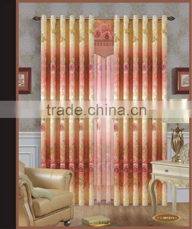 New printed flower design curtain fabric material from China
