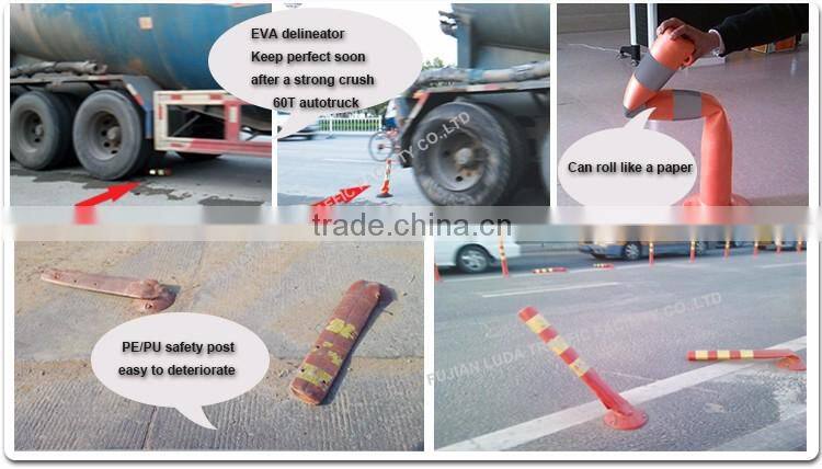 Flexible traffic street post with super bright reflective