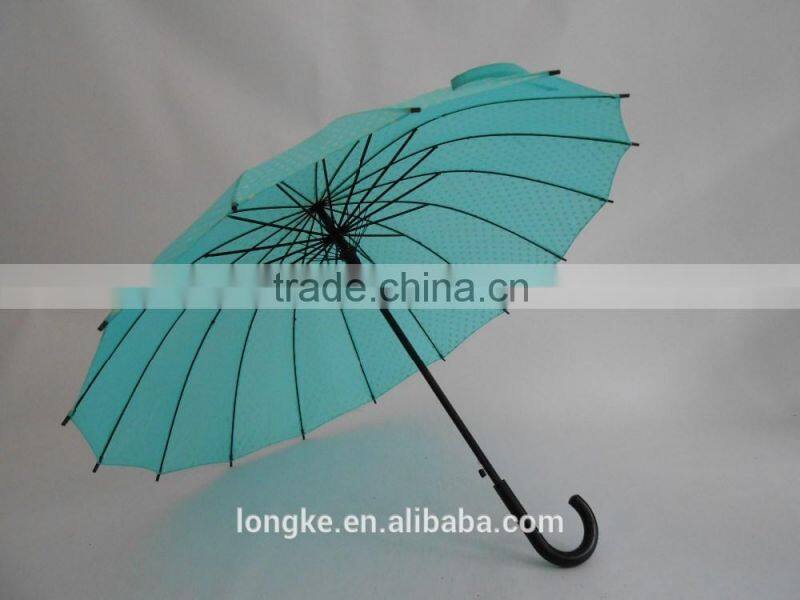 16 ribs shtaight shaft polka dot ladies umbrella