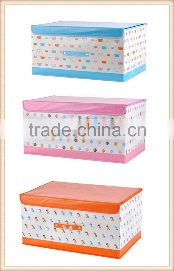 Factory price PE coating non-woven storage box with handle