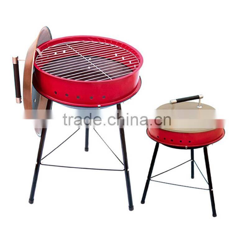Kettle ceramic charcoal bbq grill with cover and 2 wheel for easy moving