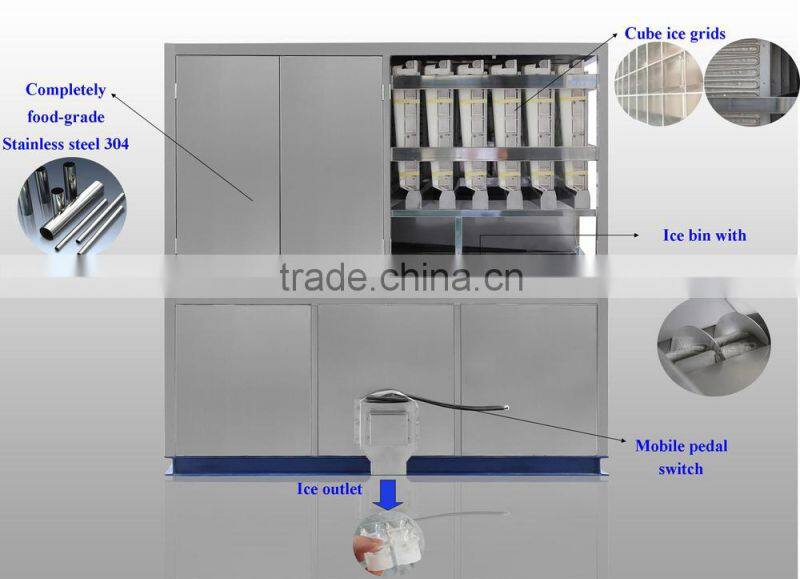 Koller commercial stainless steel Cube Ice Making Machine(3tons/day) for Hotels CV3000