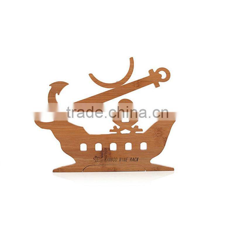 Bamboo Wine Rack Wine Holder Single Bottle Holder Pirate Ship
