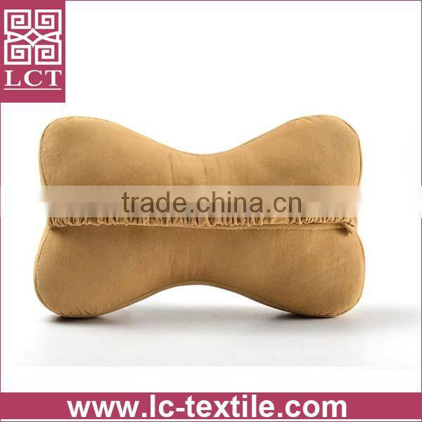 wholesale made of high quality polyester suede fabric classic black color car headrest pillow with embroidery(LCTP0058)