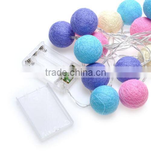 christmas decoration multicolor battery cotton ball string light