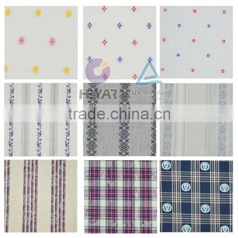 Red Yellow Jacquard Diamond Design White Dress Shirt Fabric