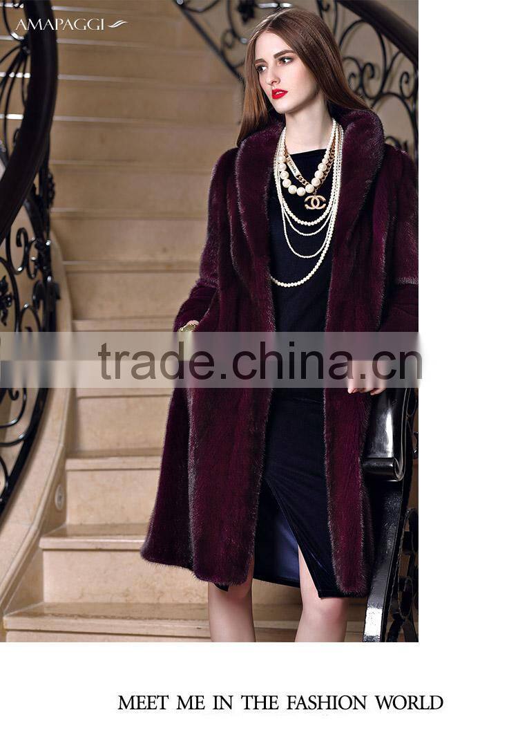 Wholesale full long high fashion winter mink fur womens coat