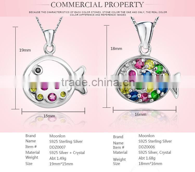 Hot Sale Popular Fish Jewelry With Colorful Gemstones Necklace Pendants